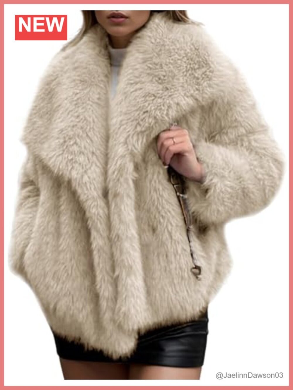 Faux Fur Coat Fluffy Shaggy Jacket Long Sleeve Lapel Winter Warm